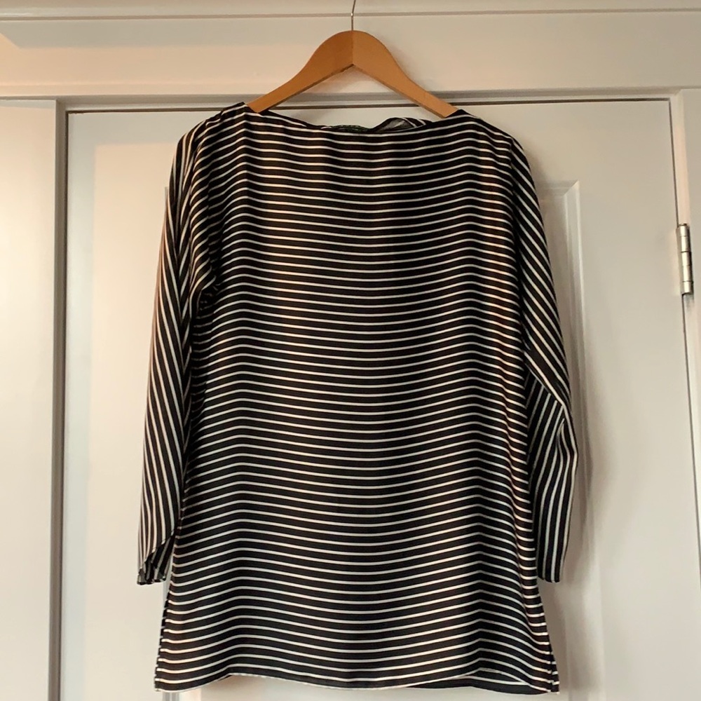 LAUREN Synthetic B&W boatneck tunic style XS